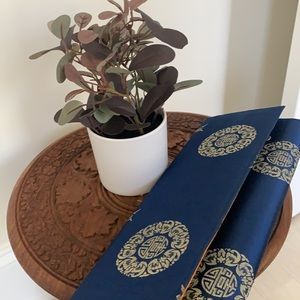 VINTAGE circa 1975 | Asian inspired, oversized royal blue & gold clutch